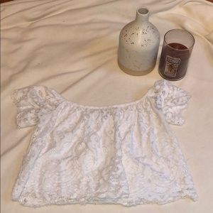 White Off the shoulder Crop
